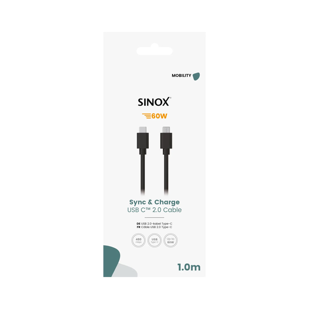 USB Cable: C 2.0 male to C 2.0 male, 1m