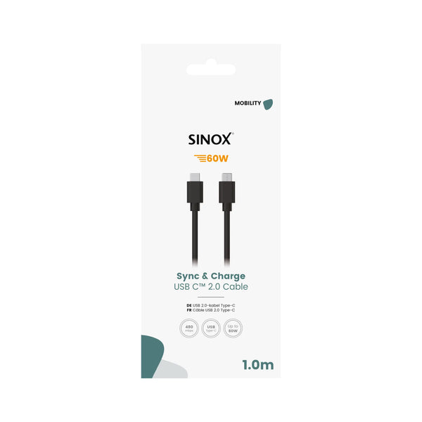 USB-kabel: C 2.0 han til C 2.0 han, 1m
