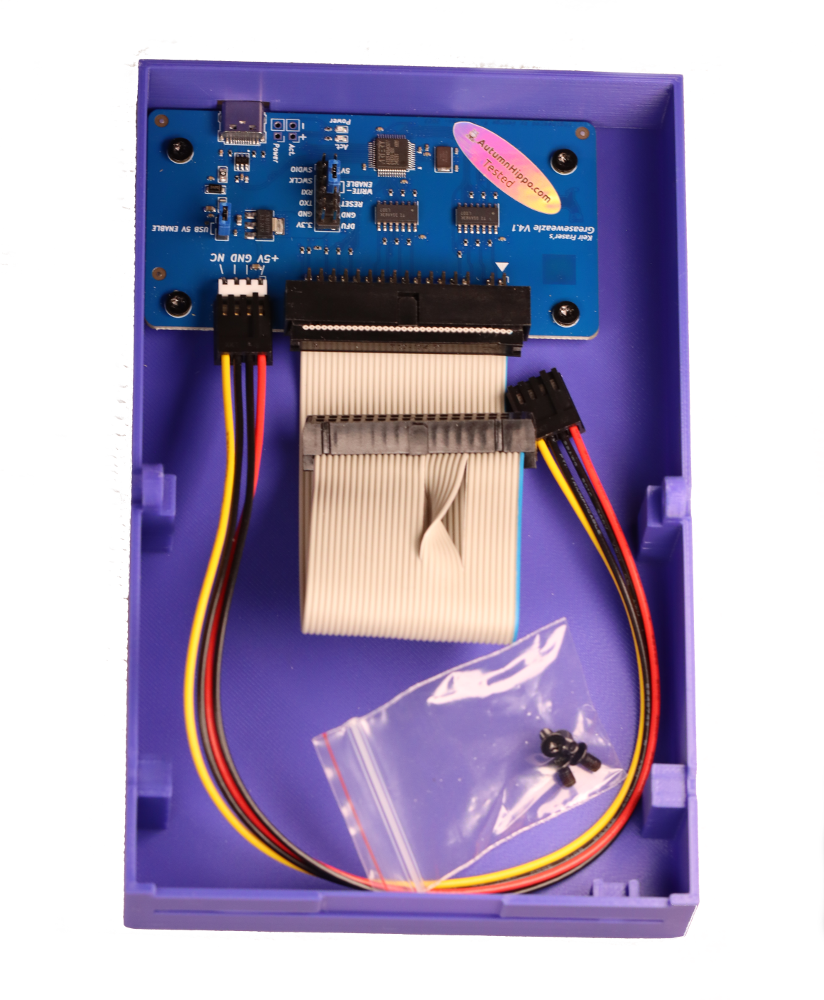 Greaseweazle v4.1 mounted in 3.5" drive enclosure